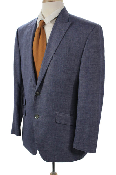 Perry Ellis Mens Suit Jacket Blue Wool Blend Button Solid Size 40