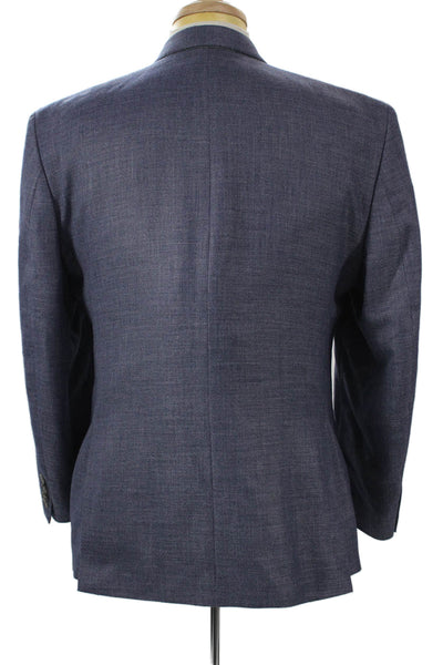 Perry Ellis Mens Suit Jacket Blue Wool Blend Button Solid Size 40