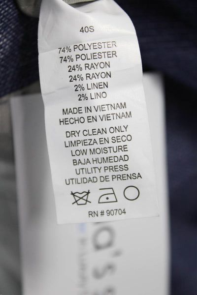 Perry Ellis Mens Suit Jacket Blue Wool Blend Button Solid Size 40