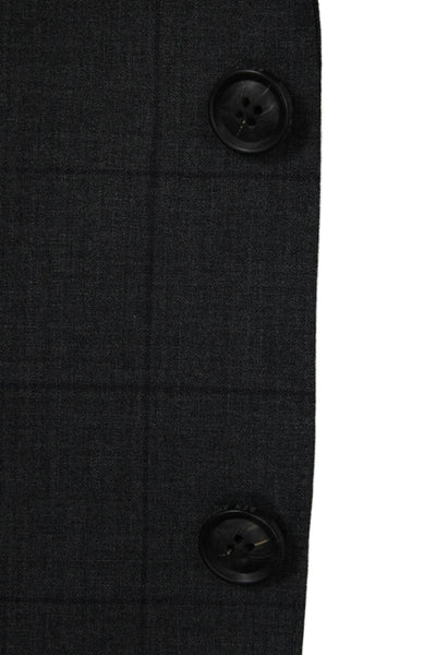 Ben Sherman Mens Check Suit Jacket Gray Cotton Linen Collared Button Size 40