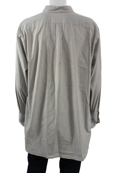 Polo Ralph Lauren Mens Gray Striped Button-Down Cotton Dress Shirt Size XLT