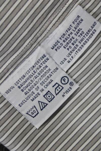 Polo Ralph Lauren Mens Gray Striped Button-Down Cotton Dress Shirt Size XLT