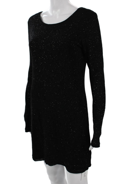 Parker Womens Mini Sweater Dress Black Long Sleeve Round Neck Size M