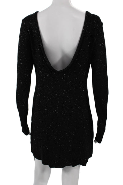Parker Womens Mini Sweater Dress Black Long Sleeve Round Neck Size M