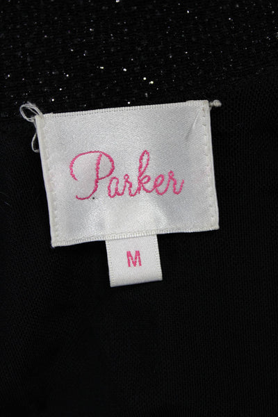 Parker Womens Mini Sweater Dress Black Long Sleeve Round Neck Size M