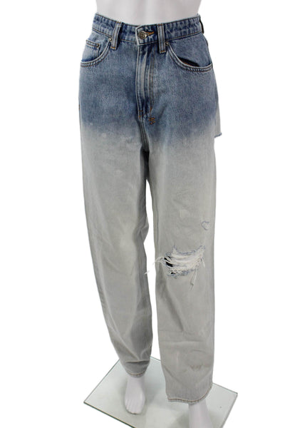 Ksubi Unisex Boyfriend Mom Jeans Blue High Rise 100% Cotton Size 28