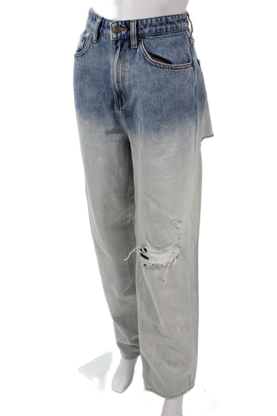 Ksubi Unisex Boyfriend Mom Jeans Blue High Rise 100% Cotton Size 28
