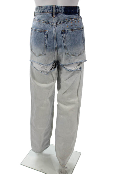 Ksubi Unisex Boyfriend Mom Jeans Blue High Rise 100% Cotton Size 28