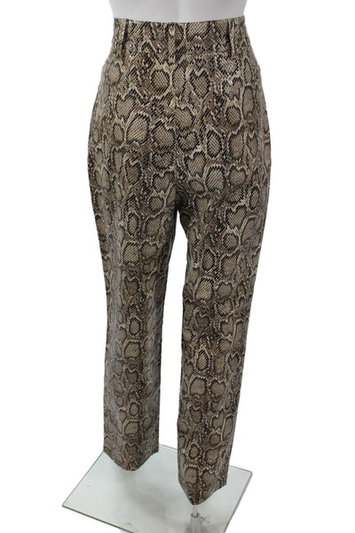 Ronny Kobo Womens Snake Print Dress Pants Beige PU Spandex Size M