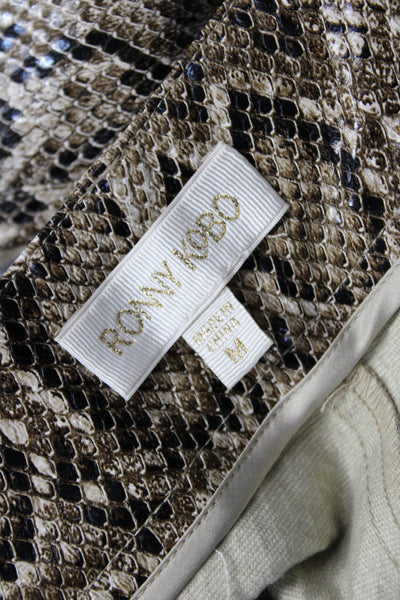 Ronny Kobo Womens Snake Print Dress Pants Beige PU Spandex Size M