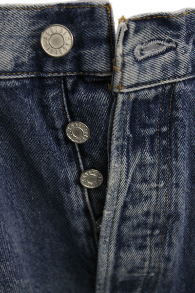 Agolde Unisex Cropped Straight Jeans High Rise Blue Cotton Button Size 28