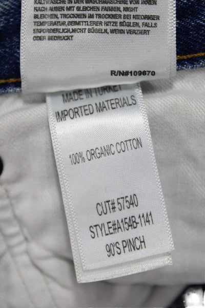 Agolde Unisex Cropped Straight Jeans High Rise Blue Cotton Button Size 28