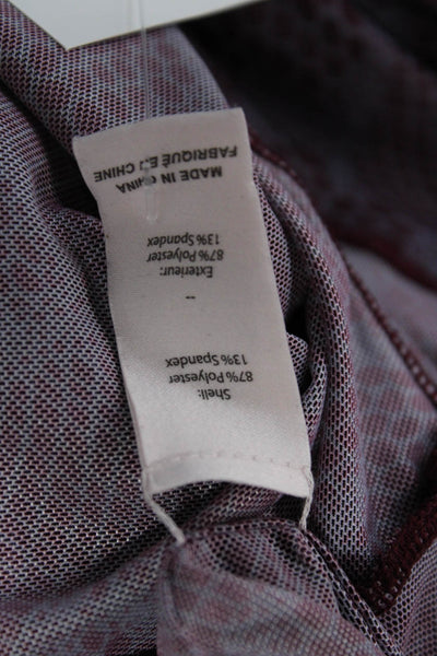 Cinq A Sept Women Purple Geometric Mock Neck Button Long Sleeve Blouse Size M