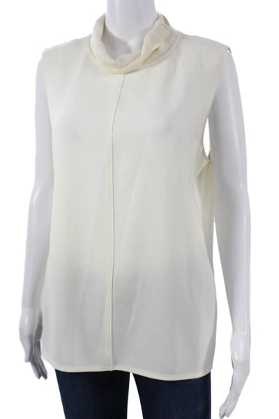 Elie Tahari Women Mock Neck Sleeveless Basic Tank White Size L
