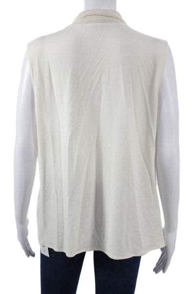 Elie Tahari Women Mock Neck Sleeveless Basic Tank White Size L