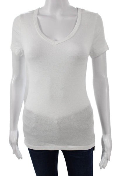 Michael Stars Women Basic V-Neck White Short Sleeve T-Shirt Size XS