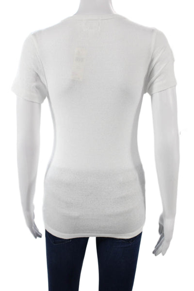 Michael Stars Women Basic V-Neck White Short Sleeve T-Shirt Size XS