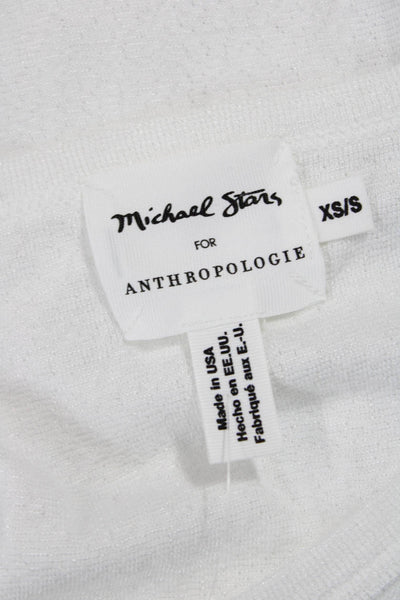 Michael Stars Women Basic V-Neck White Short Sleeve T-Shirt Size XS
