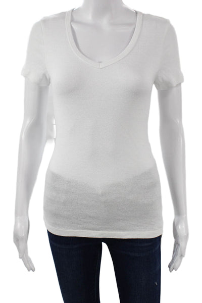 Michael Stars Womens White V Neck Short Sleeve Basic T-Shirt Size XS