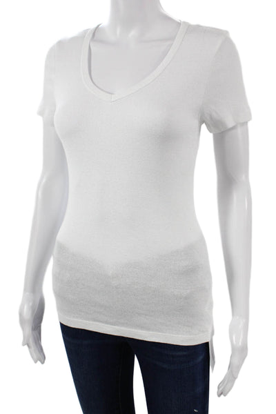 Michael Stars Womens White V Neck Short Sleeve Basic T-Shirt Size XS