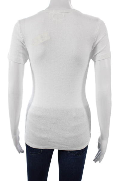 Michael Stars Womens White V Neck Short Sleeve Basic T-Shirt Size XS