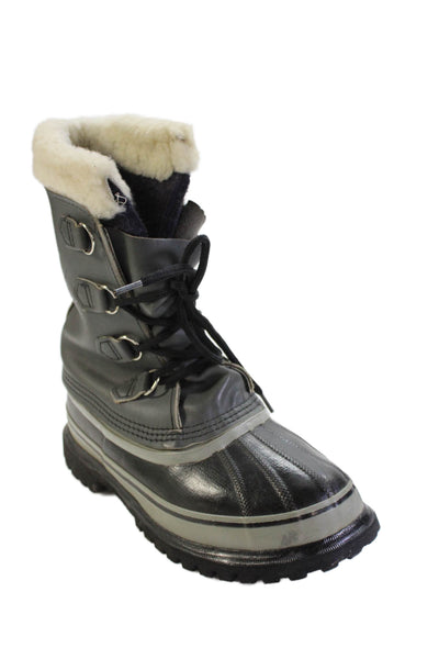 Sorel Mens Lace Up Waterproof Snow Boots Gray Black Size 12