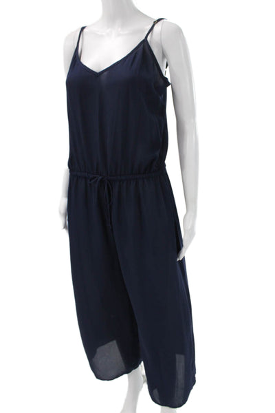 Show Me Your Mumu Womens Dark Blue V Neck Sleeveless Jumpsuit Polyester Size L