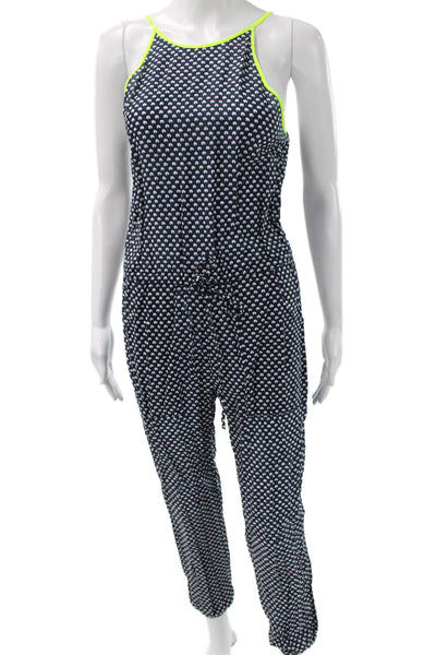 Star Mela Womens Sleeveless Jumpsuit Romper Dark Blue Graphic Polyester Size S