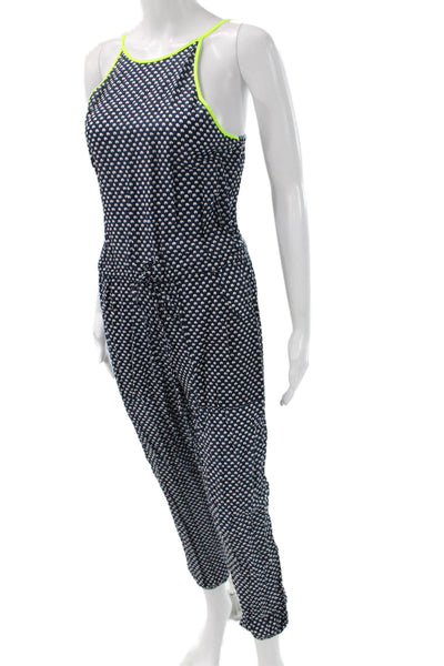 Star Mela Womens Sleeveless Jumpsuit Romper Dark Blue Graphic Polyester Size S