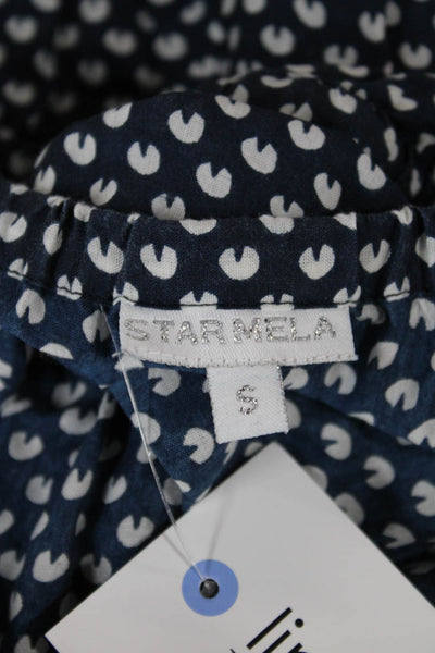 Star Mela Womens Sleeveless Jumpsuit Romper Dark Blue Graphic Polyester Size S