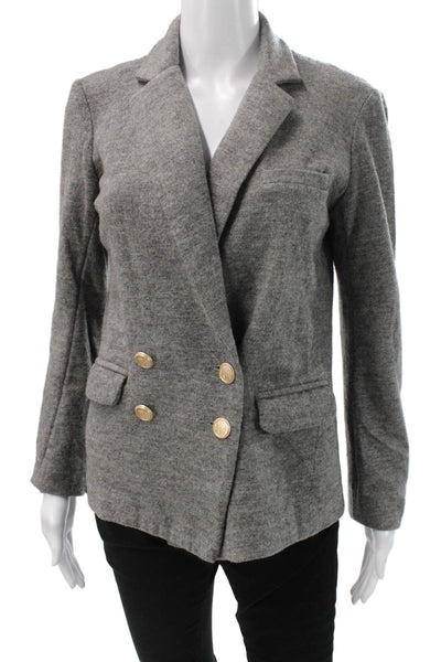 J Crew Womens Gray Wool Blazer Collared Button Long Sleeve Size 2