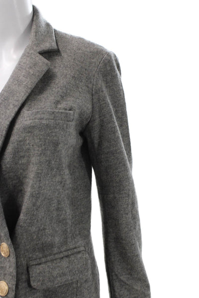 J Crew Womens Gray Wool Blazer Collared Button Long Sleeve Size 2
