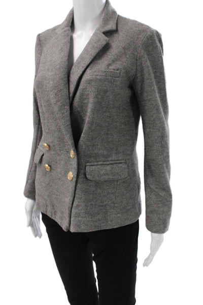 J Crew Womens Gray Wool Blazer Collared Button Long Sleeve Size 2