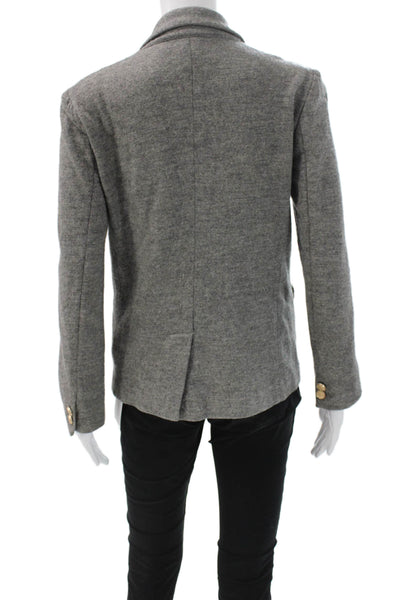 J Crew Womens Gray Wool Blazer Collared Button Long Sleeve Size 2
