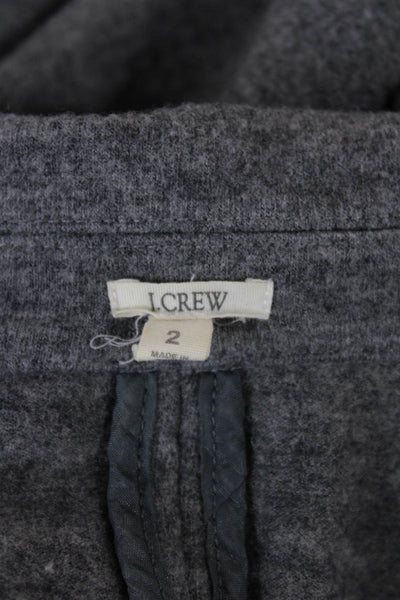 J Crew Womens Gray Wool Blazer Collared Button Long Sleeve Size 2