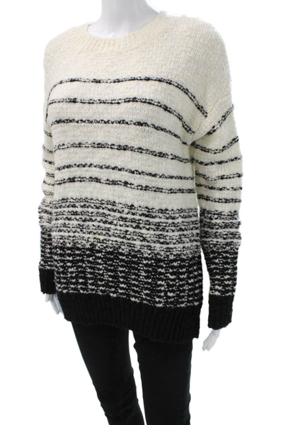 Vince Unisex Pullover Sweater Beige Striped Crew Neck Wool Blend Size XS