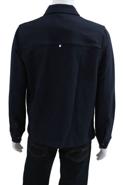 Ted Baker London Mens Dark Blue Button Coat Point Collar Cotton Poly Size 30
