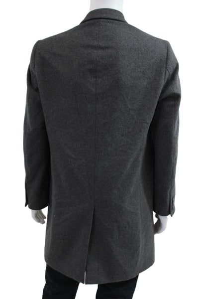 Saks Fifth Avenue Men's Dark Gray Wool Blend Collared Overcoat Button Size 40