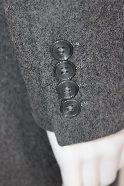 Saks Fifth Avenue Men's Dark Gray Wool Blend Collared Overcoat Button Size 40
