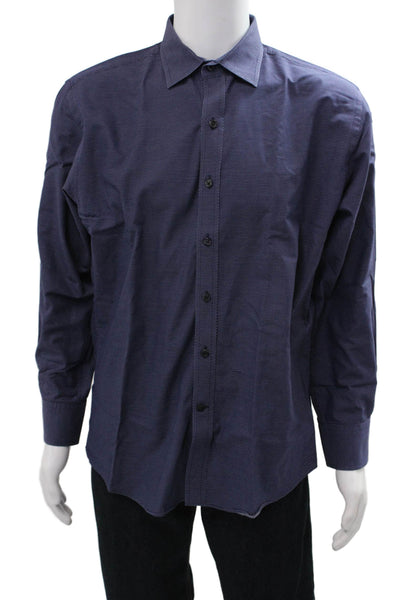 Stantt Mens Dark Blue Cotton Point Collar Dress Shirt Size M