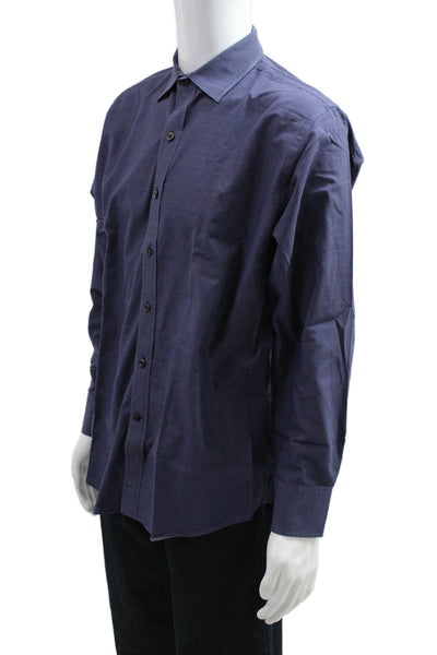 Stantt Mens Dark Blue Cotton Point Collar Dress Shirt Size M