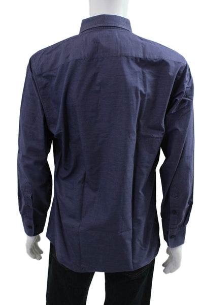 Stantt Mens Dark Blue Cotton Point Collar Dress Shirt Size M