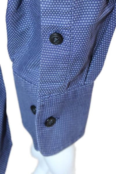 Stantt Mens Dark Blue Cotton Point Collar Dress Shirt Size M