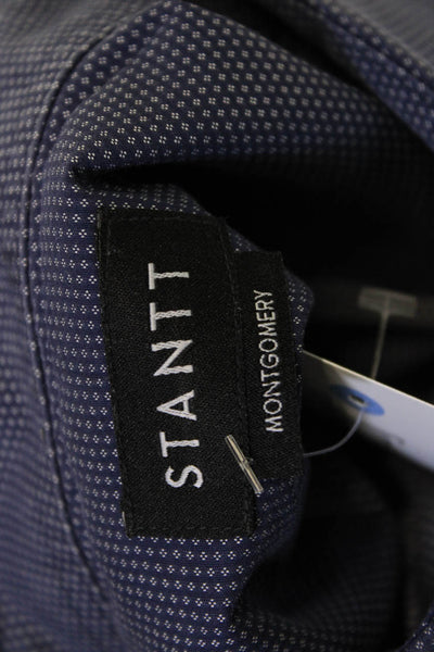 Stantt Mens Dark Blue Cotton Point Collar Dress Shirt Size M