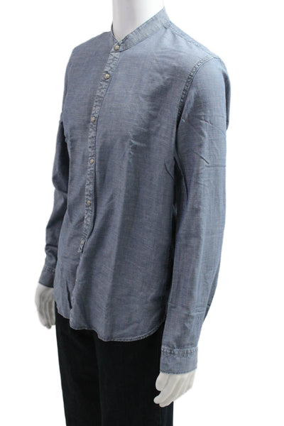 John Varvatos Star USA Mens Crew Neck Long Sleeve Button Down Shirt Blue Size M