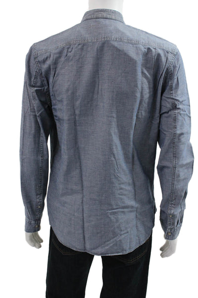 John Varvatos Star USA Mens Crew Neck Long Sleeve Button Down Shirt Blue Size M