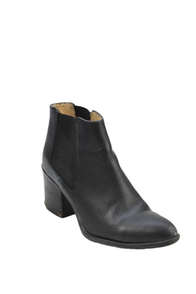 Nisolo Womens Slip On Block Heel Leather Ankle Booties Black Size 6.5