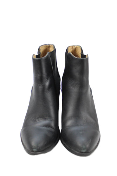Nisolo Womens Slip On Block Heel Leather Ankle Booties Black Size 6.5