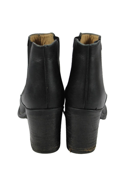 Nisolo Womens Slip On Block Heel Leather Ankle Booties Black Size 6.5
