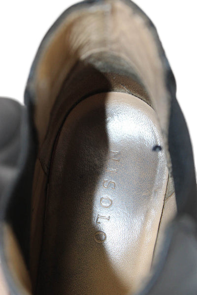 Nisolo Womens Slip On Block Heel Leather Ankle Booties Black Size 6.5